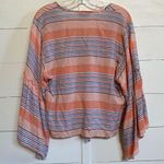 Anthropologie Lavender Fields Wmn's Peach Purple Boho Striped Tie-Front Top NWOT Photo 7