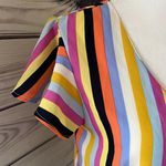 E & M  Rainbow Striped Flutter Sleeve Top  Photo 3