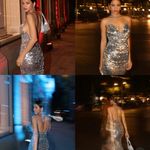 ZARA  maxi dress Silver Sequin Evening holiday prom formal bodycon gown Photo 2