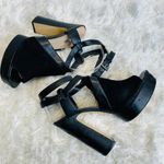 Guess Black Suede Leather Platform Heels Wrap Ankle Sz 40 Sz US 9 Photo 10