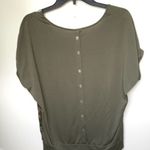 Faded Glory  Olive and Burgundy Floral Blouse Photo 1