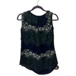 Larry Levine  Blue Abstract Ruffle Sleeveless Blouse | Size S Photo 2