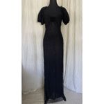 Stone Cold Fox NWT  REVOLVE Black Lace Maxi Dress M Puff Sleeve Rosette Goth Boho Photo 1