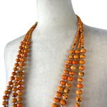 Chico's New  Orange Beaded 3 Strand Long Boho Necklace and Bracelet Set Photo 5