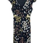 Y2K Soft Lined Mesh Paint Look Design Empire Tie Waist Lettuce Hem Dress 16 Black Photo 0