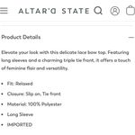 Altar'd State NWT Altar’d State Layken Lace Bow tie top size M Photo 6