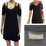 Lascana for Venus Black Viscose Cold Shoulder Lightweight Tee Dress Womens M Size M Photo 2