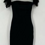 Mystic VTG Metallic Black Bodycon Dress Off Shoulder Lace Fairy Goth Whimsical Witchy S Photo 0