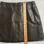 Jun & Ivy  size small olive green vegan faux leather mini skirt side pockets Photo 1