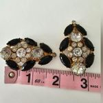 Vintage Large Black Rhinestone Gold Tone Metal Dress Clips Photo 4