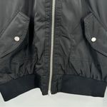 Free People  Black Midnight Satin Full Zip Oversized Bomber Jacket L Photo 5