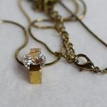 Chic Classic Crystal Gold Tone Snake Link Chain Pendant Necklace Like New Photo 2