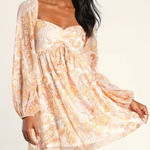 Lulus NWT  Radiant Suggestion Paisley Babydoll Dress Size Large Photo 0