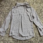 EXPRESS Petite Slim Fit Black and White Striped Portofino Shirt Photo 4