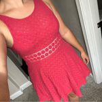 Free People 🦋  Pink Burgundy Fit & Flare Lace Cut Out Mini Dress Swiftie Taylor Photo 1