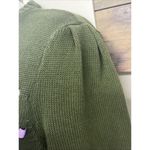 Modcloth  Olive Green Knit Puff Short Sleeve Sweater Light Purple Ribbon- Medium Photo 5