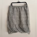 Eileen Fisher Silk Gray Printed Pencil Bubble Hem Skirt Small Photo 5