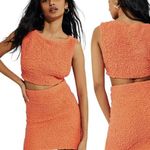 Free People 2 Piece Set Smocked Cropped Tank High Waist Mini Orange Womens Large Photo 0