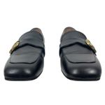 Gucci  Double GG Logo Square Toe Slip On Leather Loafer Black Size 38 Photo 4