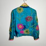 Anage Vintage Beaded Rainbow 80 Silk PopOver Shirt Women S Blue Floral Whimsical Photo 1