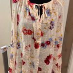 Lucky Brand Floral Flowy Tunic Top Blouse Lightweight Sheer Tie Neck Boho XL Photo 0