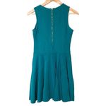 Parker Lacey Pin Tuck Fit and Flare Sleeveless Dress Alpine Teal Green Small Photo 4