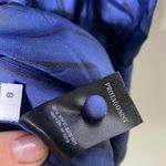 Protagonist blue stripe 100% silk long sleeve mid dress sz 8 Photo 4