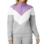 FILA Women’s Gray Purple Quarter Zip Pullover Sweater Size Large Photo 0