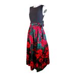 Leslie Fay
Black Red Floral Print Textured Skirt Long Maxi Dress Waist Tie SZ6 Photo 2