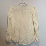 Faherty  Willa Swiss Dot Blouse White Ruffle Long Sleeve Shirt Photo 5