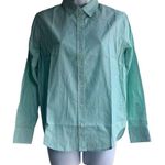 Everlane  Womens 00 Silky Cotton Relaxed Shirt Green White Stripe Long Sleeve NEW Photo 0