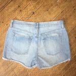 J Crew Factory light wash high rise cargo raw hem size 28 jean shorts Blue Photo 3