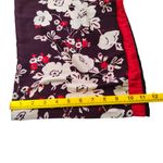 Aerie Floral Wide Leg Pants Size Medium Womens Burgundy Red Trousers Lightweight Photo 6