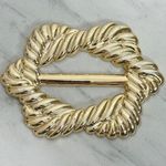 Vintage Metallic Gold Plastic Scarf Slide Shirt Tie Bar Belt Buckle Photo 0