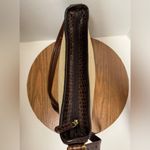 Brahmin Vintage Large Cream Woven Canvas Brown Leather Shoulder Handbag Purse Photo 3