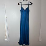 Pink Memories MATILDA LONG VISCOSE SLIP DRESS WITH LACE Blue Photo 4