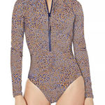Seafolly Australia One Piece Swimsuit Long Sleeve Zip Rashguard 8 Animal Print Photo 0