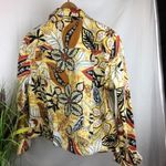 Jendo Button & Embellished Tropical Print Yellow Long Sleeve Jacket 12 Photo 2