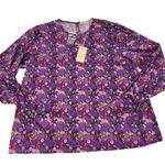 Hutch Top Womens Large Purple Lavender Watercolor Whimsy Floral Davy Blouse Photo 1