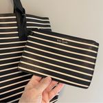 Kate Spade  Black White Striped Arch Lauren Reversible Classic Tote with Wristlet Photo 1