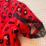 MIKAEL AGHAL Red Leopard Pleated Midi Dress Lace Trim Size 6 Photo 9