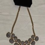 Apt. 9  Gold Tone Statement Necklace Two Rows of Druzy Shimmering Disc Photo 7
