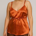Massini Copper Satin Drawstring Waist Tank Size Large Fall Elegant Minimalist Photo 0