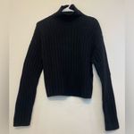 Open Edit  Women's Cotton Blend Rib Funnel Neck Black Sweater Size‎ XS Photo 2
