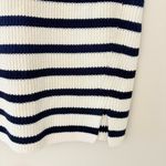 Loft Sleeveless Knit Sweater Wool Cotton Blend Stripe Navy White NWT Size L Photo 5