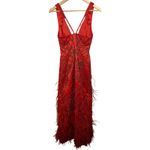 NWT Mandalay Kapok Red Beaded Feather Fringe Maxi Long Evening Gown Dress Size 4 Photo 5