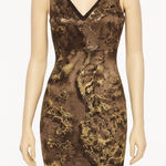 T Tahari Tahari Dress Women's 4 Brown Gold Metallic Sheath Cocktail Glam Holiday Party Photo 0