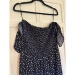 1. State  navy dotted smocked waist jumpsuit ruffle sleeve large Photo 3
