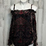 Ecru Velvet Boho Tank Top Medium – Floral Burnout Camisole Goth Romantic Peasant Photo 0