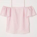 H&M NWOT Off-The-Shoulder Blouse in Light Pink | Size M Photo 0